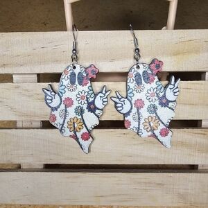 Wooden Ghost Earrings